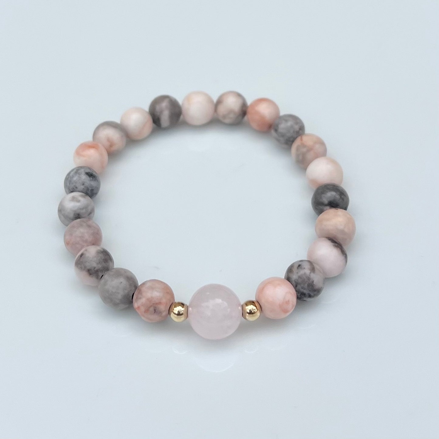 Pink Zebra & Rose Quartz Bracelet